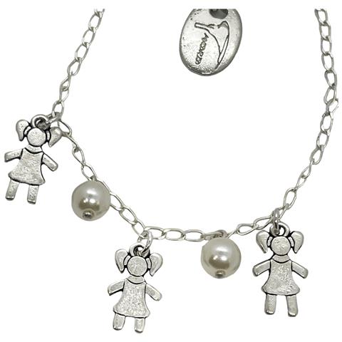 Braccialetto Per Bambine Con Perle E Ciondoli Placcati In Argento - Foto 2