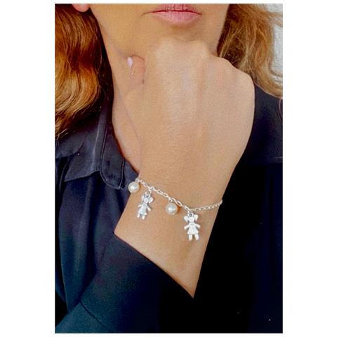 Braccialetto Per Bambine Con Perle E Ciondoli Placcati In Argento - Foto 3