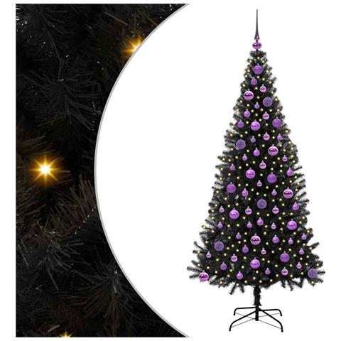 Albero di Natale con 300 LED con supporto Nero 180 cm PVC - Foto 1
