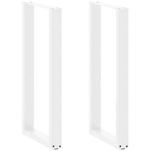 Gambe per tavolo da bar a forma di U 2 pz bianche 50x(100-101) cm in acciaio - Foto 1