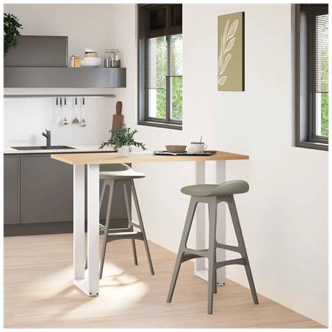Gambe per tavolo da bar a forma di U 2 pz bianche 50x(100-101) cm in acciaio - Foto 2