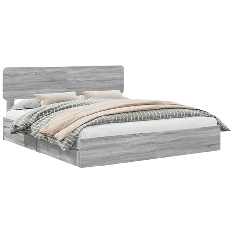 Letto con Contenitore con testiera Grigio Sonoma 180 x 200 cm - Foto 1