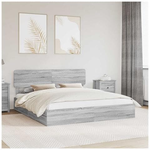 Letto con Contenitore con testiera Grigio Sonoma 180 x 200 cm - Foto 2