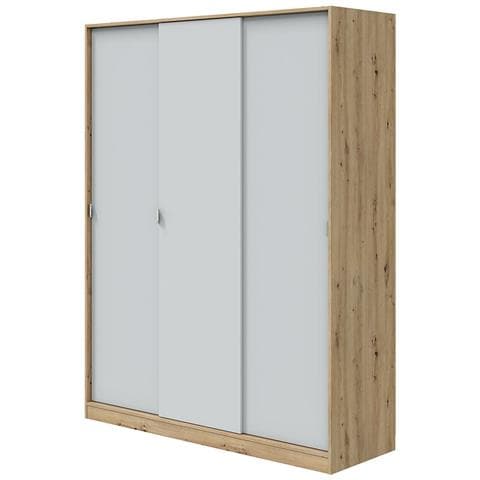 Armadio Camera Da Letto Senales - Guardaroba 3 Ante Appendiabiti, 150x50 Cm Marrone Rovere Nodi - Foto 1