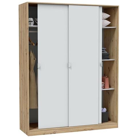 Armadio Camera Da Letto Senales - Guardaroba 3 Ante Appendiabiti, 150x50 Cm Marrone Rovere Nodi - Foto 8