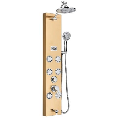 Pannello doccia, Blackswan, modello M7008 oro con soffione, display digitale, bocca e funzioni SPA, dimensioni 111 cm - Foto 1