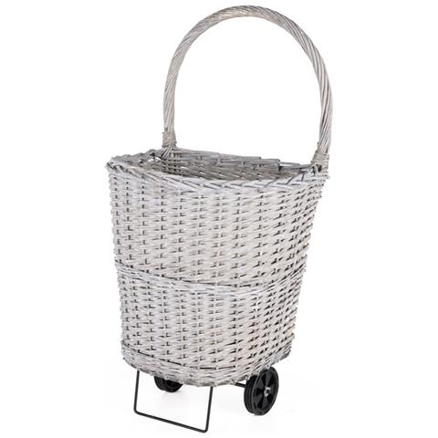 Carrello Porta Tronchi In Vimini E Acciaio - Foto 1