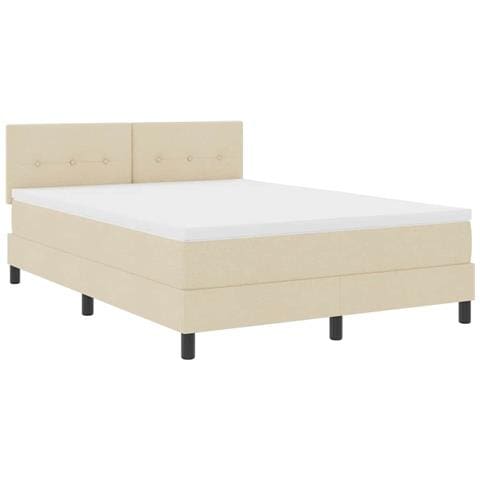 Letto a molle con materasso con led Crema 160 x 200 cm Tessuto - Foto 1
