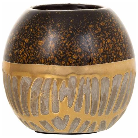 Portacandele In Ceramica Dorata 10,5x10,5x10h - Foto 2