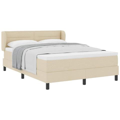 Letto a molle con materasso Crema 140 x 200 cm Tessuto - Foto 1
