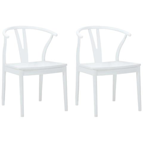 Sedia da pranzo 2 pcs Bianco e Bianco Legno di gomma solido - Foto 1