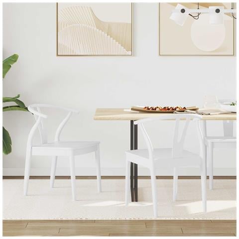 Sedia da pranzo 2 pcs Bianco e Bianco Legno di gomma solido - Foto 2