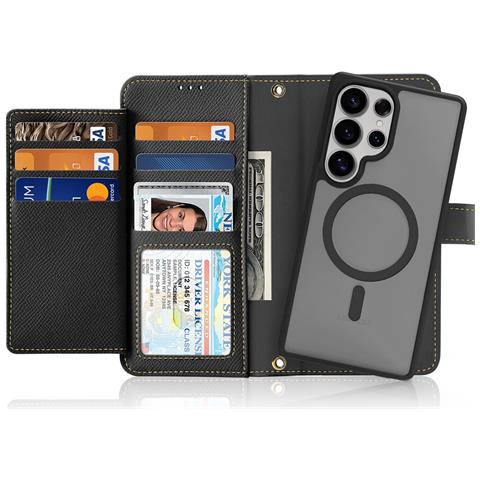 Cover Cartera per Galaxy S25 Ultra - Pelle /PU, Nero - Foto 2