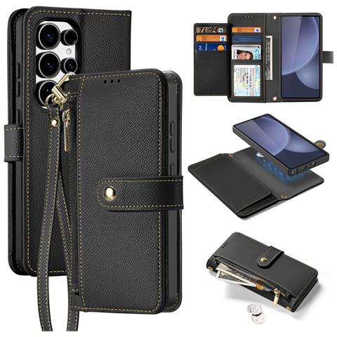 Cover Cartera per Galaxy S25 Ultra - Pelle /PU, Nero - Foto 1