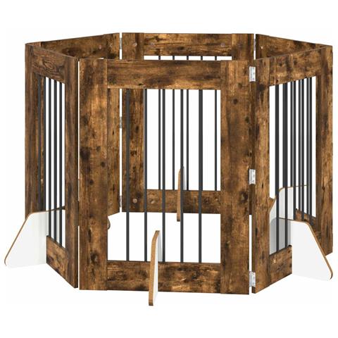 Cancello per cani con supporti 6 pcs Rovere Fumo 60 x 80 cm - Foto 1