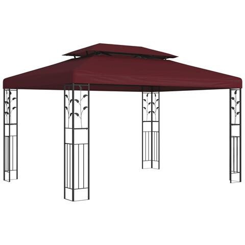 Gazebo 3,97 x 2,96 x 2,68 m Rosso Vino Poliestere e Acciaio - Foto 1