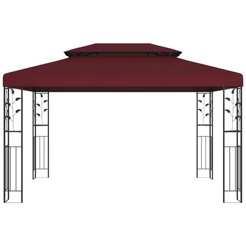 Gazebo 3,97 x 2,96 x 2,68 m Rosso Vino Poliestere e Acciaio - Foto 2