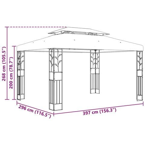 Gazebo 3,97 x 2,96 x 2,68 m Rosso Vino Poliestere e Acciaio - Foto 7