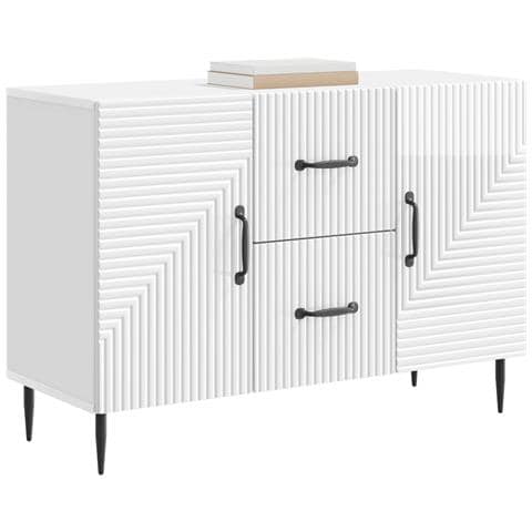 Credenza Bianco Lucido 89 x 34,5 x 60 cm Legno ingegnerizzato - Foto 2