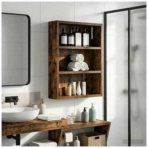 Armadio da bagno a muro Quercia Affumicata 40 x 10 x 50 cm - Foto 2