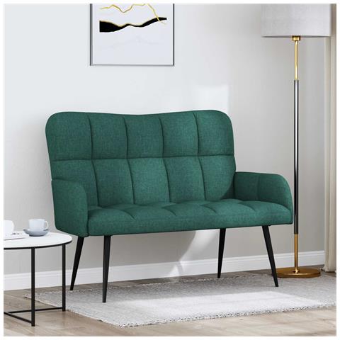Sofa a Due Posti Verde Scuro 115 x 61 x 87 cm Tessuto - Foto 2
