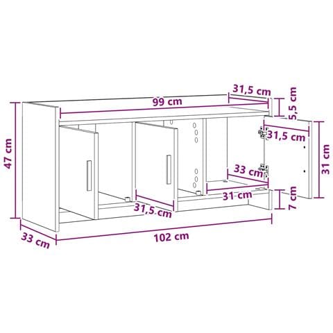 Mobile TV 102 x 33 x 47 cm Rovere Sonoma Legno ingegnerizzato - Foto 9
