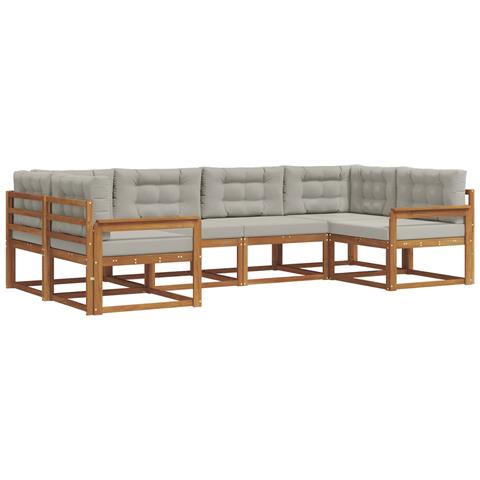 Set di divani da esterno 6 pcs Grigio Naturale e Chiaro - Foto 1