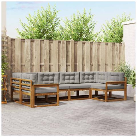 Set di divani da esterno 6 pcs Grigio Naturale e Chiaro - Foto 2