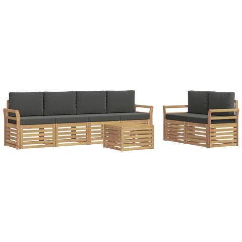 Set di divani da esterno 7 pcs Bianco e Antracite Poliestere - Foto 1