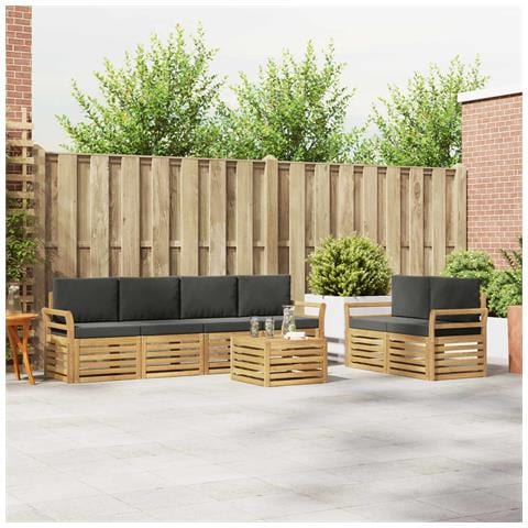 Set di divani da esterno 7 pcs Bianco e Antracite Poliestere - Foto 2