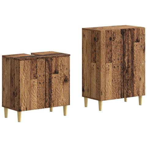 Set di Armadi da Bagno da 2 Pezzi DELFT Legno antico - Foto 1