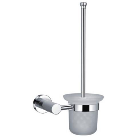 Portascopino WC a Parete in Vetro e Acciaio Cromato 16,5x12x38 cm - Foto 5