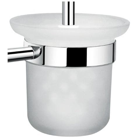 Portascopino WC a Parete in Vetro e Acciaio Cromato 16,5x12x38 cm - Foto 2