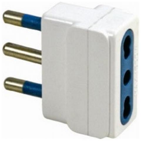 Adattatore semplice Spina 16A+ Presa Bipasso Bivalente 16A col. Bianco - Foto 2