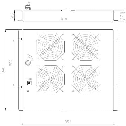 I-CASE FAN-4STN - Gruppo di 4 Ventole a Soffitto Senza Termostato per Rack 19'' Nero - Foto 2