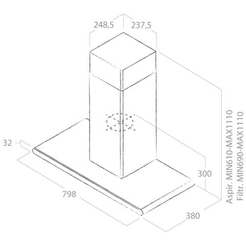 Cappa a Parete PRF0009822B da 80 cm Aspirante Colore Bianco - Foto 4