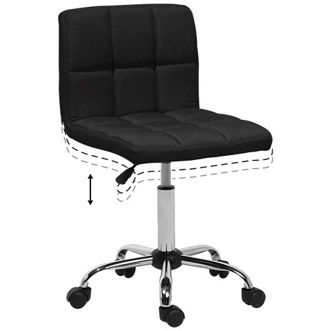 Sedia Sgabello Con Rotelle In Tessuto Nero Marion - Foto 17