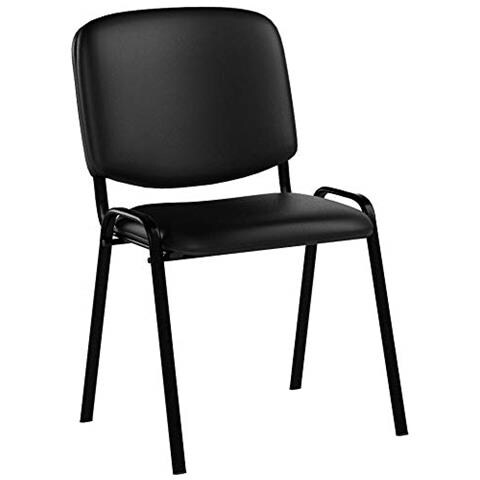 Sedia Visitatore Ken Imbottita | Sedia Attesa Imbottita In Similpelle | Sedia Impilabile Con Portata Max 120 Kg | Sedia Classica Con Telaio In Metallo, 4 Gambe | Sedia Conferenza Nero - Foto 1