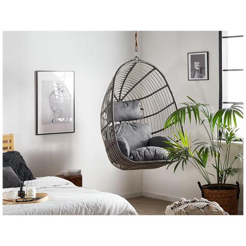 Sedia Sospesa In Rattan Grigio Casoli - Foto 12