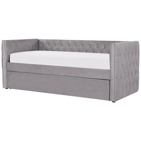 Letto Estraibile In Velluto Grigio 90 X 200 Cm Gassin - Foto 12
