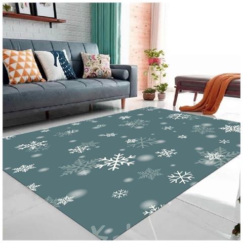 Tappeto Stampato Snowflakes - Geometrico - Arredo - Antiscivolo - Da Soggiorno, Salotto, Camera - Multicolore In Poliestere, Cotone, 80 X 120 Cm - Foto 3