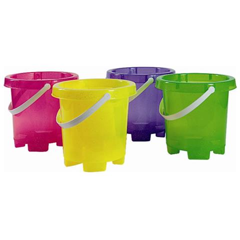 Secchiello Glitterato A Forma Di Torre Con Manico Colori Assortiti 1 Pz Per Confezione - Foto 1