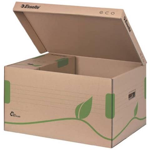 Scatola Archivio Esselte Ecobox Container Per Boxy 80/100 Avana / verde 34,5x24,2x43,9 Cm - 623918 (conf. 10) - Foto 1