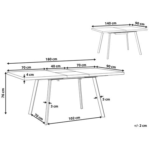 Tavolo Da Pranzo Color Nero E Legno Chiaro 140 / 180 X 90 Cm Harlow - Foto 12