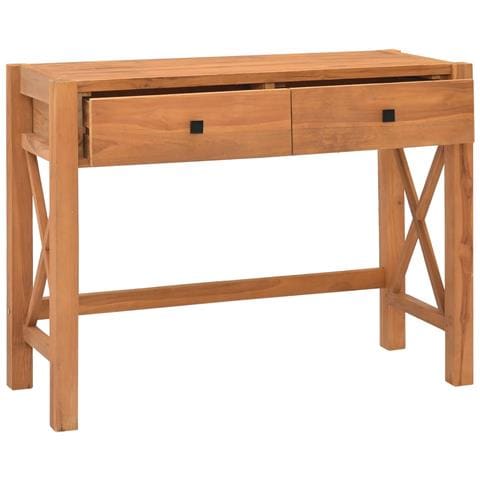 Scrivania con 2 Cassetti 100x40x75 cm in Legno di Teak - Foto 2