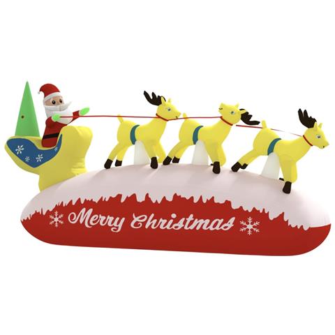 Decorazione Natalizia Babbo Natale E Renne Gonfiabili Led 145cm - Foto 2