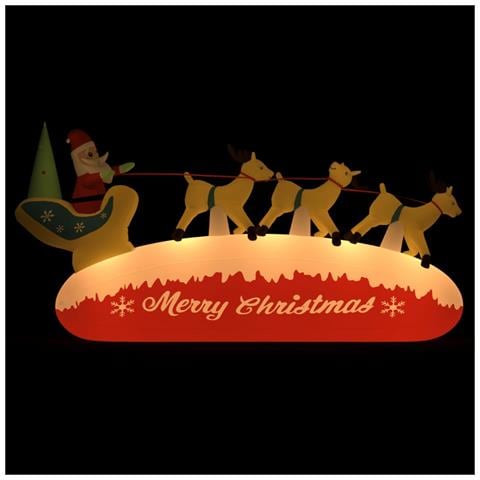 Decorazione Natalizia Babbo Natale E Renne Gonfiabili Led 145cm - Foto 1