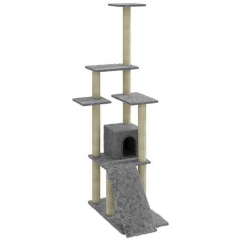 Albero Per Gatti Con Tiragraffi In Sisal Grigio Chiaro 155 Cm - Foto 2