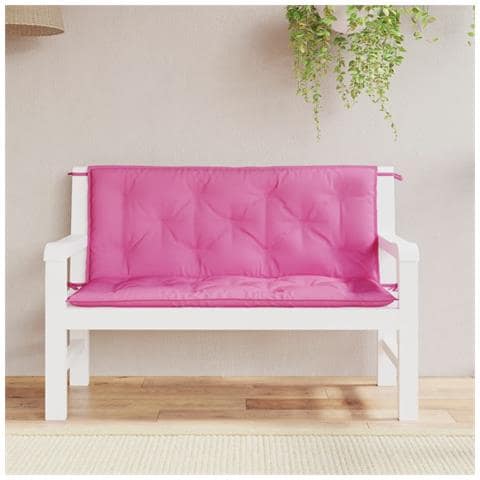 Cuscini Per Panca Da Giardino 2 Pz Rosa 120x50x7 Cm In Tessuto - Foto 6