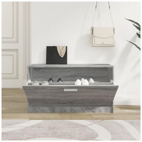 Scarpiera Grigio Sonoma 80x24x45 Cm In Legno Multistrato - Foto 3